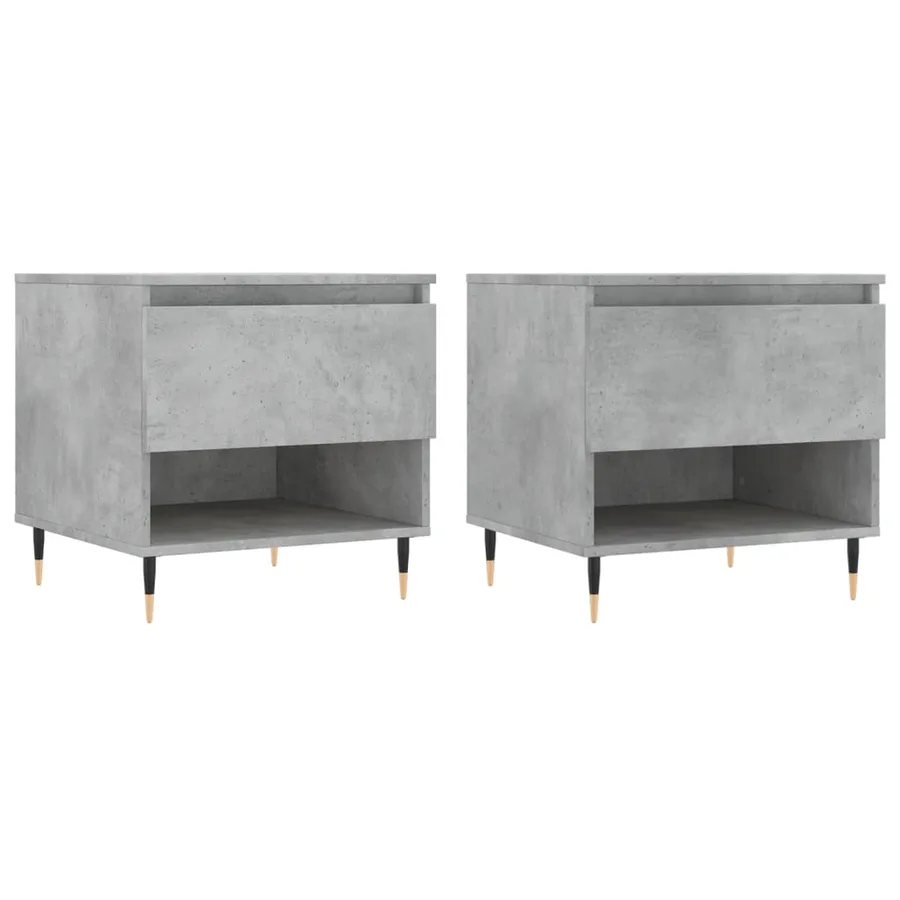 Tables basses 2 pcs gris béton 50x46x50 cm bois d'ingénierie - 2