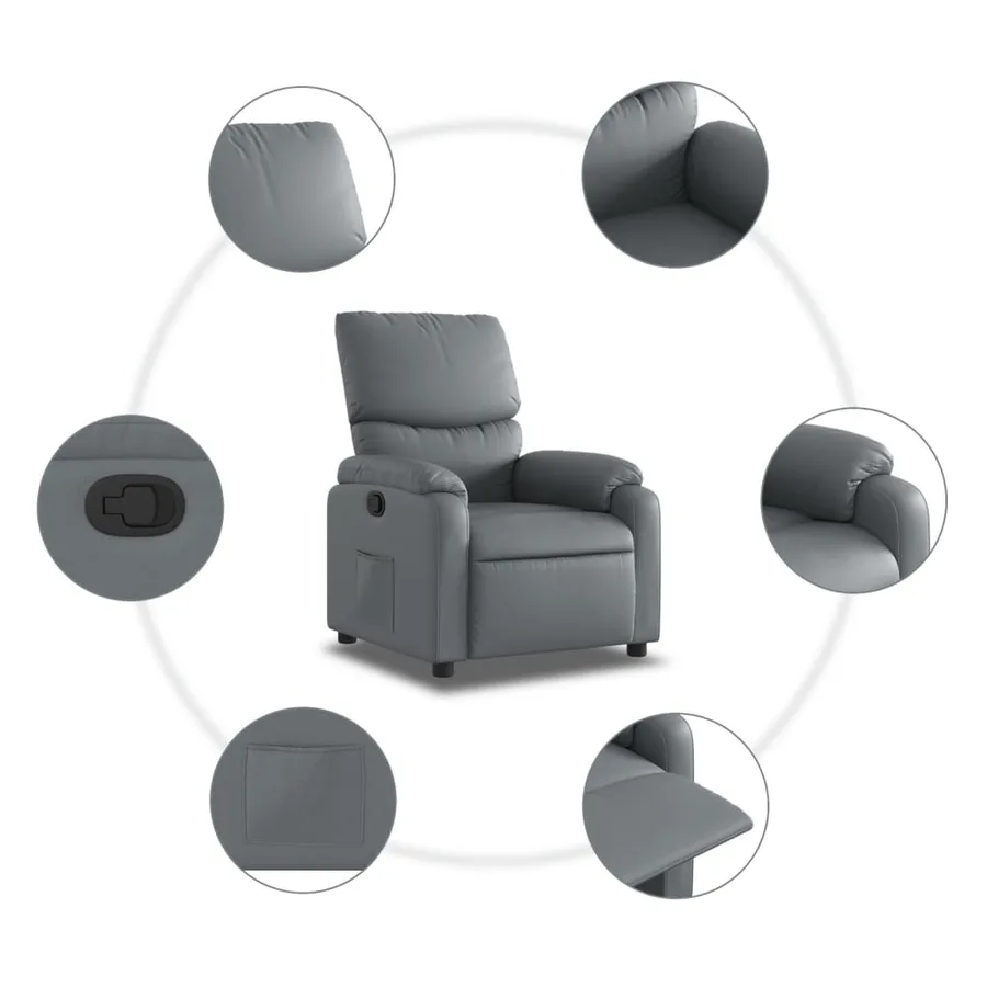 Fauteuil inclinable Gris Similicuir - 7