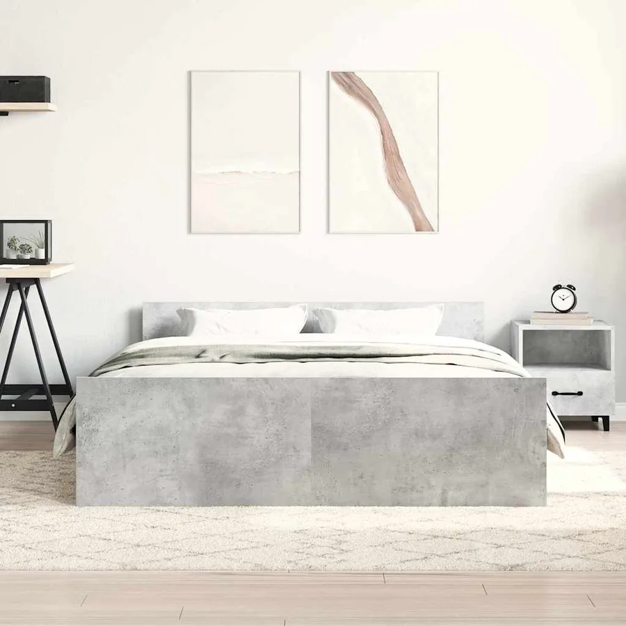 Cadre de lit sans matelas gris béton 120x200 cm - 3