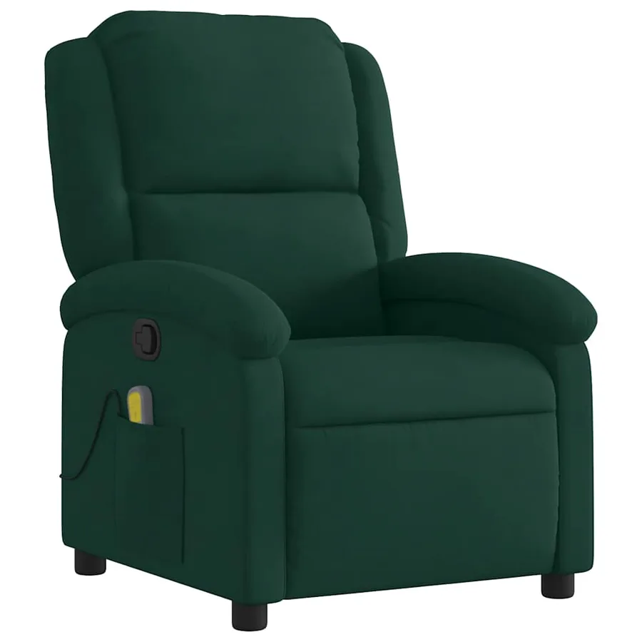 Fauteuil inclinable de massage vert foncé velours - 3