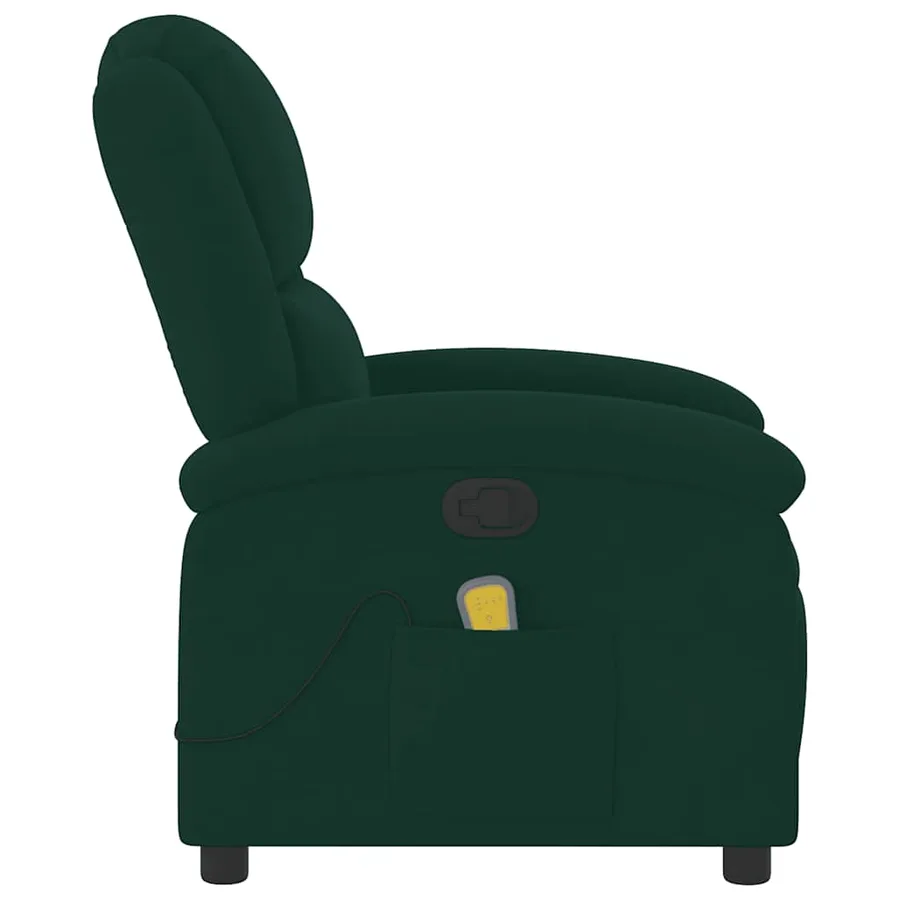 Fauteuil inclinable de massage vert foncé velours - 8