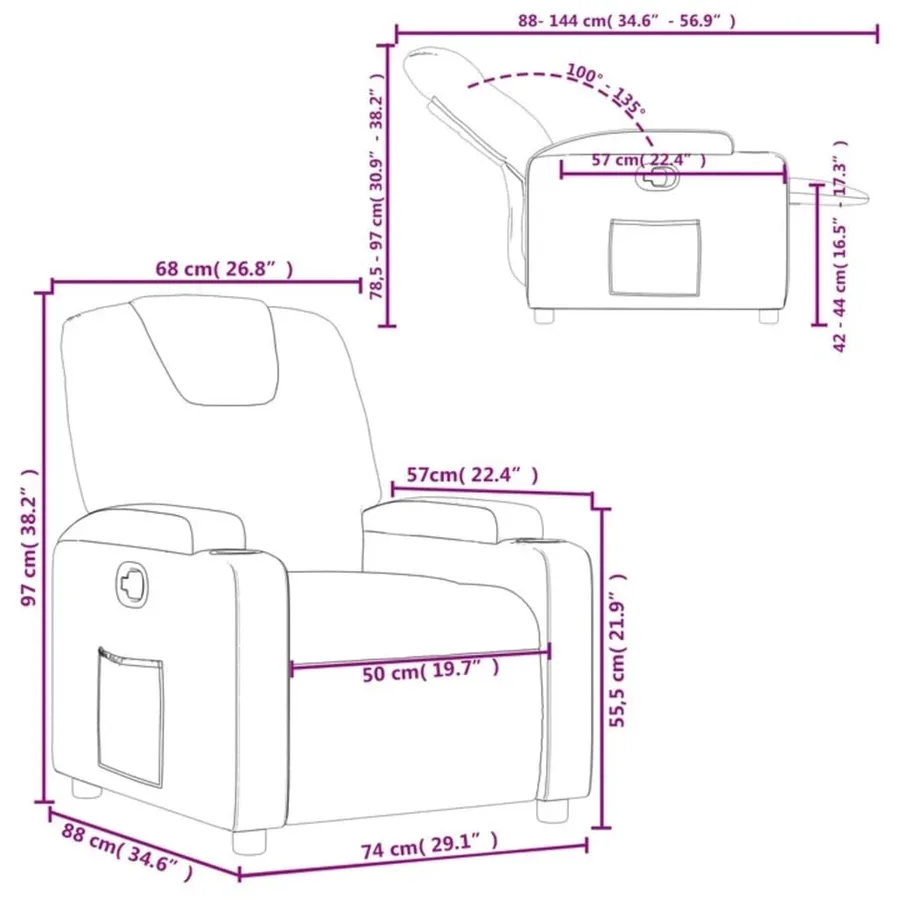 Fauteuil inclinable Rouge bordeaux Tissu - 11