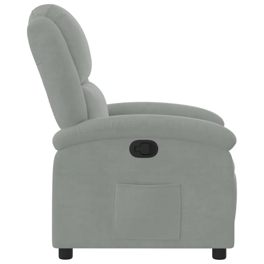 Fauteuil inclinable en velours gris clair - 4