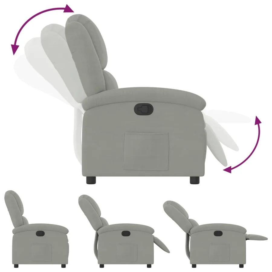 Fauteuil inclinable en velours gris clair - 6