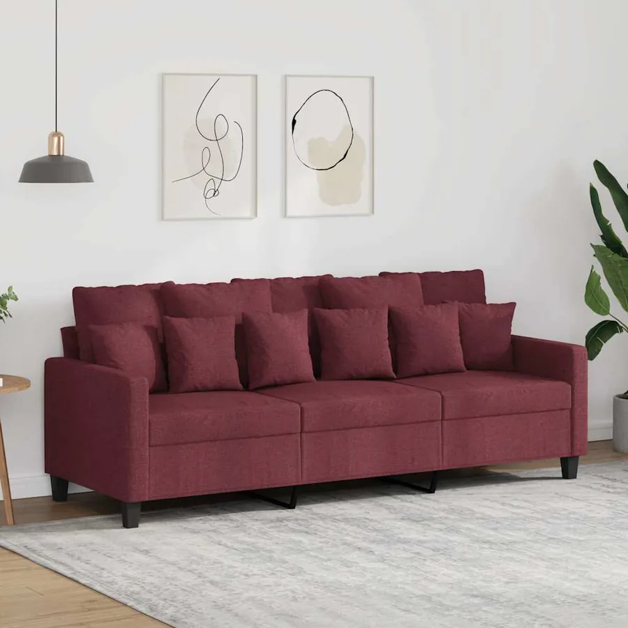 Canapé à 3 places Rouge bordeaux 180 cm Tissu