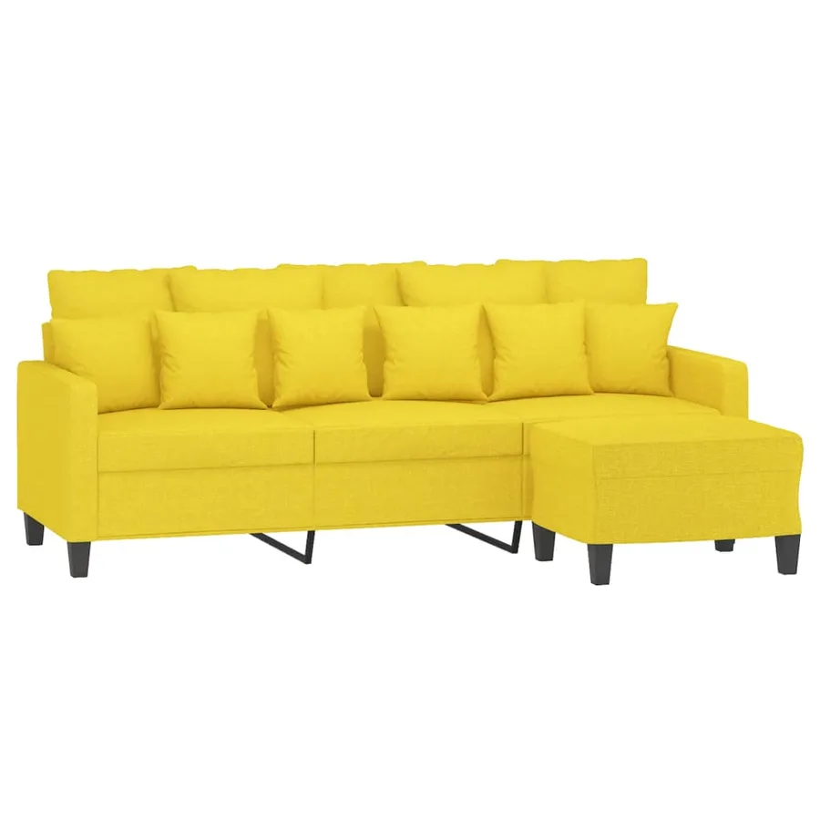 Canapé à 3 places avec repose-pieds Jaune clair 180 cm Tissu - 3