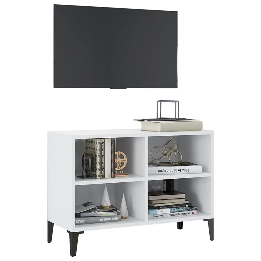 Meuble TV avec pieds en métal Blanc 69,5x30x50 cm - 3