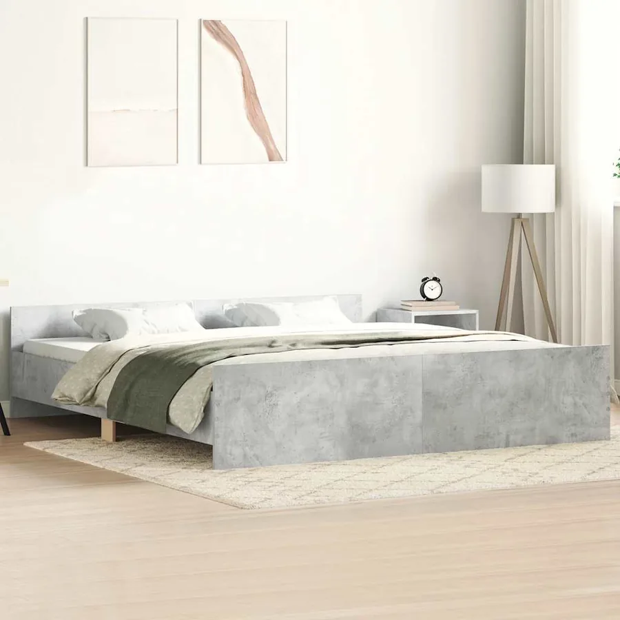 Cadre de lit sans matelas gris béton 200x200 cm