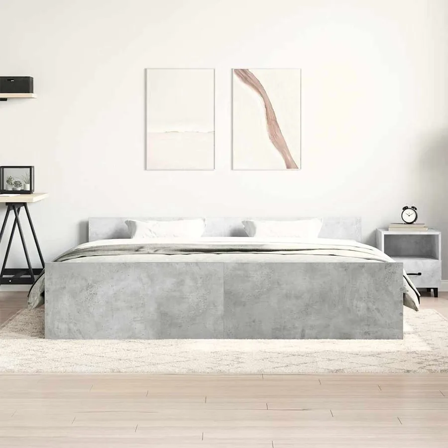 Cadre de lit sans matelas gris béton 200x200 cm - 4