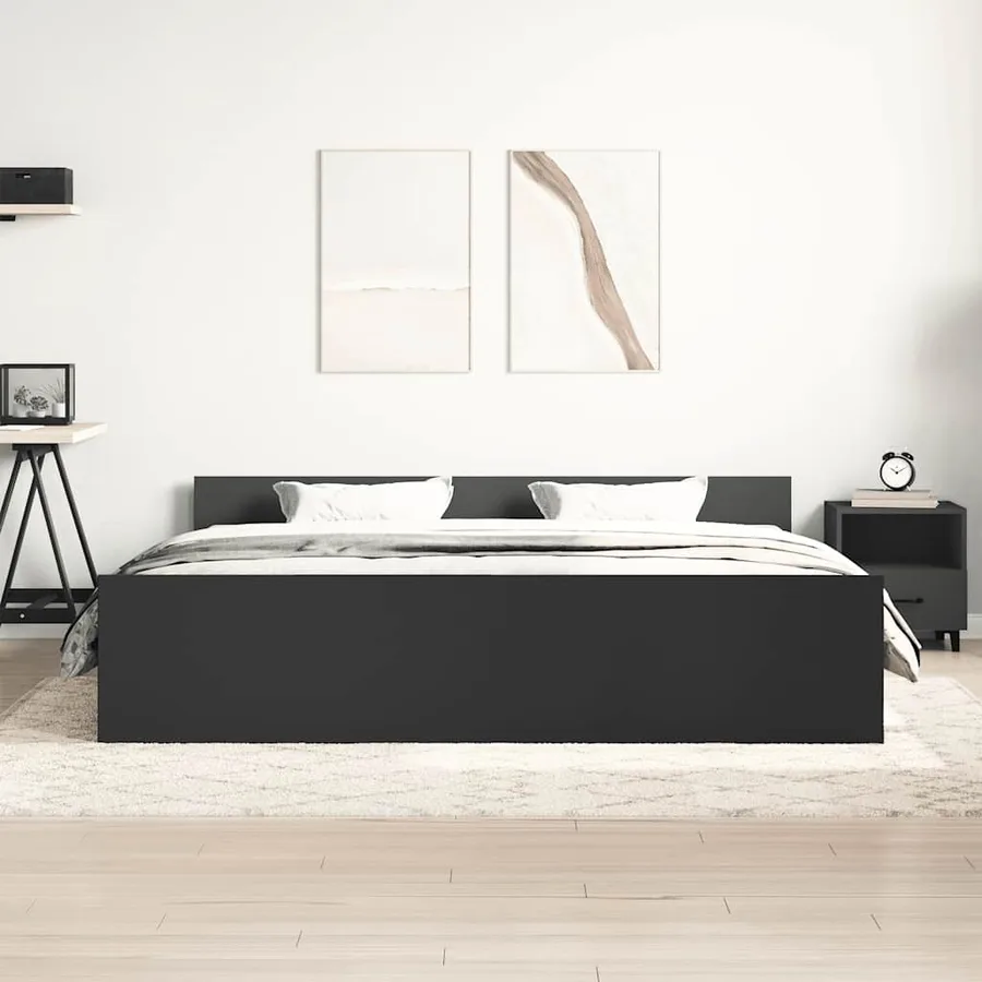 Cadre de lit sans matelas noir 200x200 cm - 3