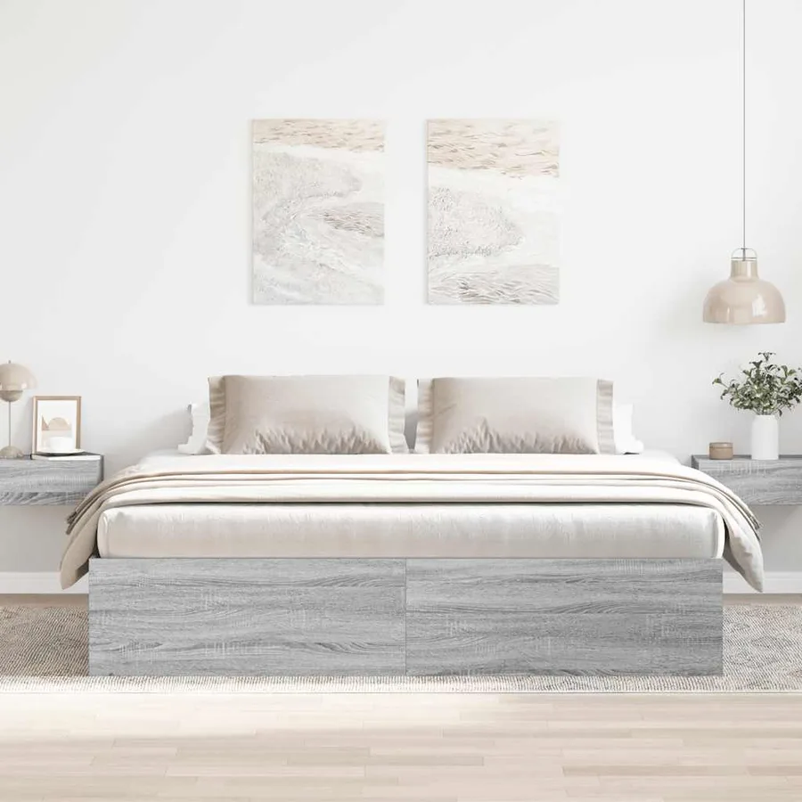 Cadre de lit sans matelas sonoma gris 180x200 cm - 3