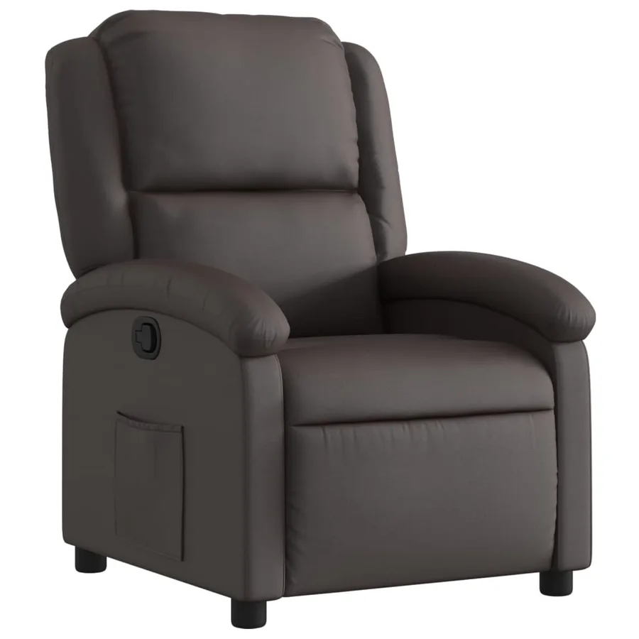 Fauteuil inclinable marron foncé cuir véritable - 2