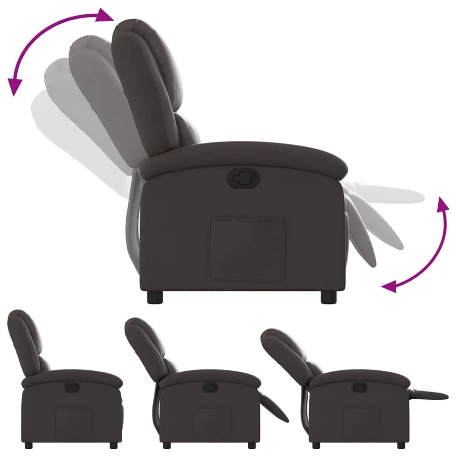 Fauteuil inclinable marron foncé cuir véritable - 4
