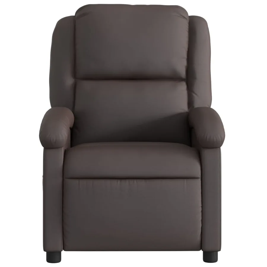Fauteuil inclinable marron foncé cuir véritable - 6