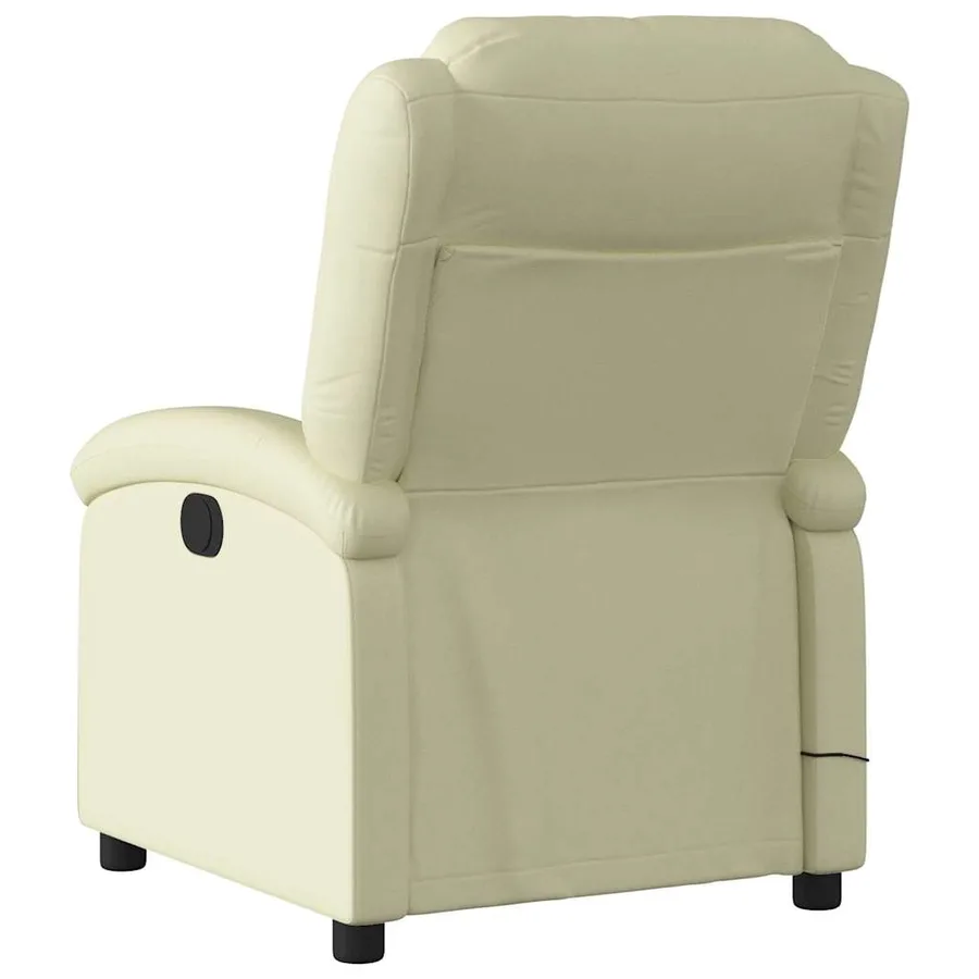 Fauteuil de massage inclinable crème cuir véritable - 5