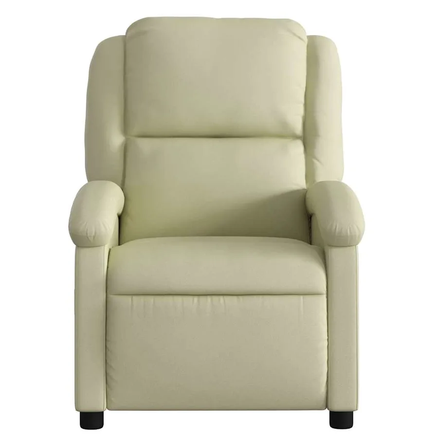 Fauteuil de massage inclinable crème cuir véritable - 7