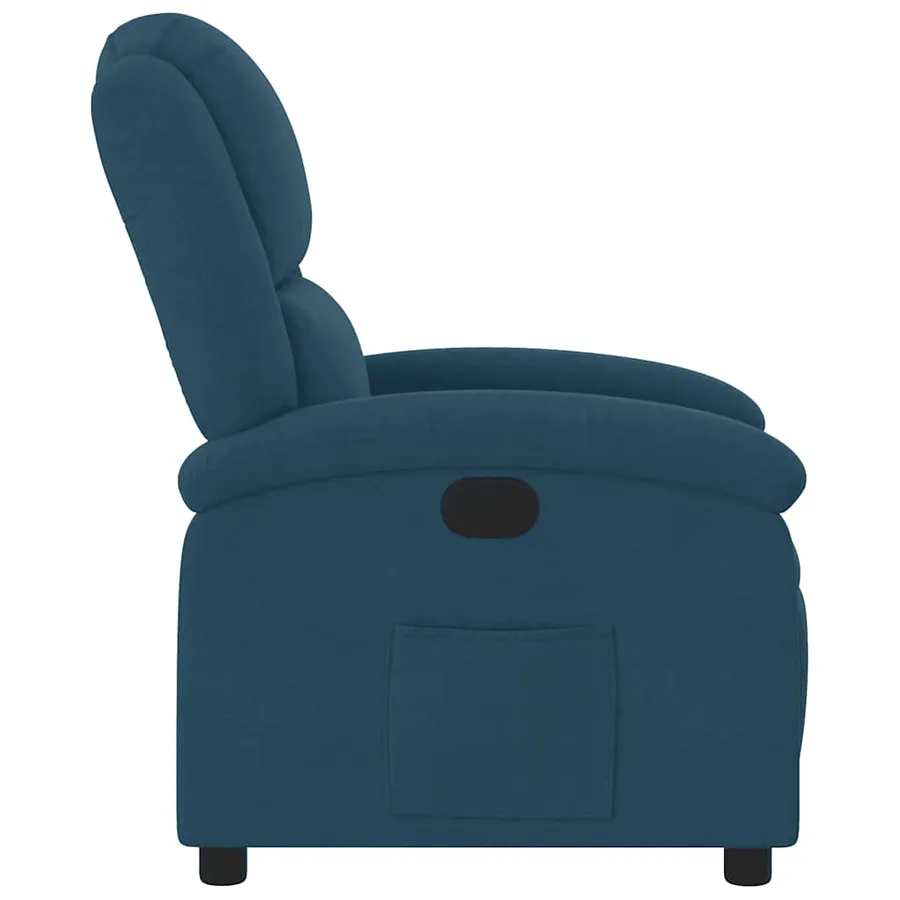 Fauteuil inclinable bleu velours - 4