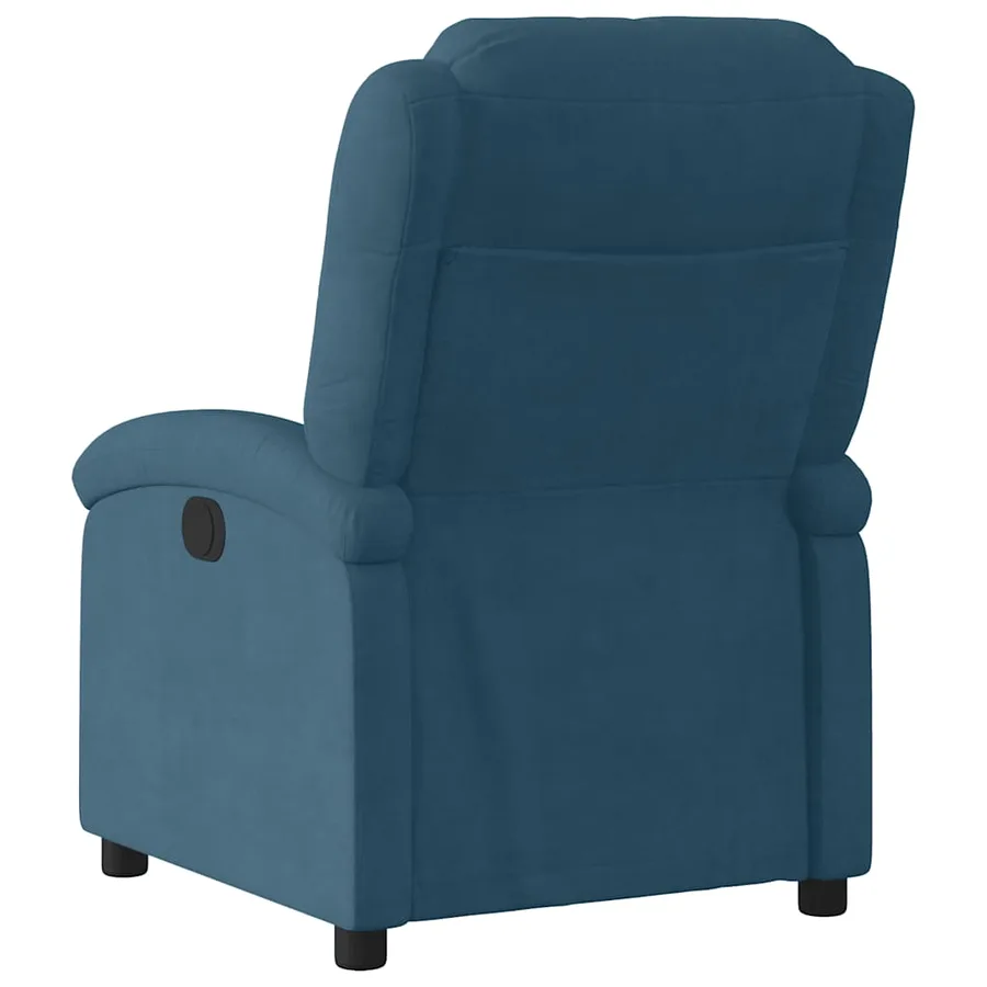 Fauteuil inclinable bleu velours - 5