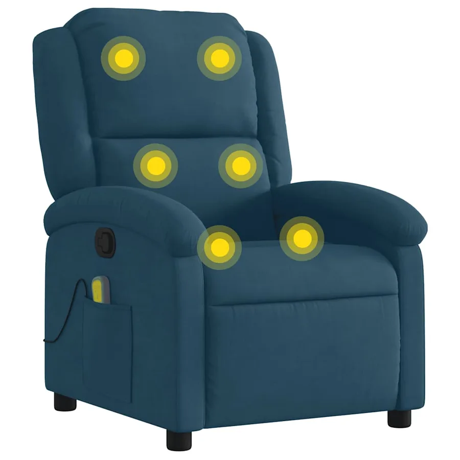 Fauteuil inclinable de massage bleu velours - 2