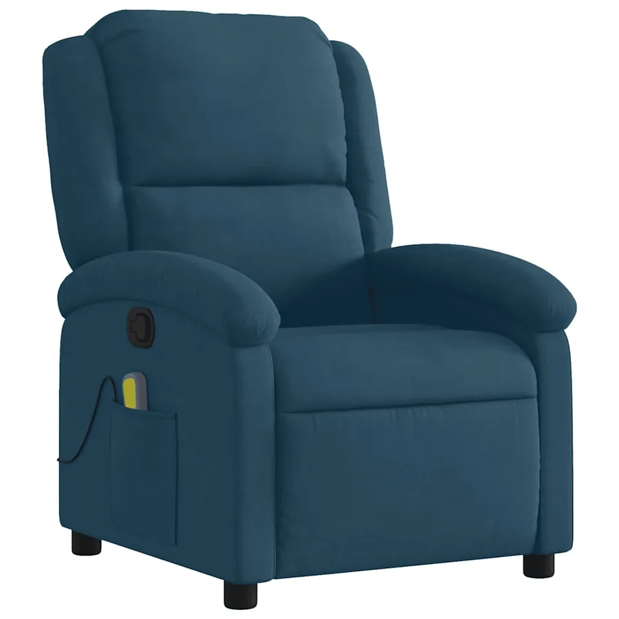 Fauteuil inclinable de massage bleu velours - 3