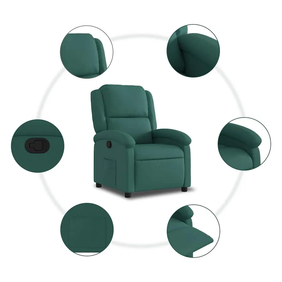 Fauteuil inclinable Vert foncé Tissu - 7