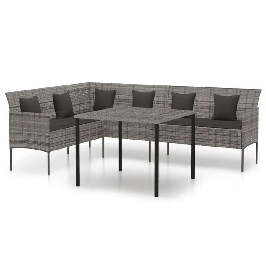 Ensemble à manger de jardin et coussins 2 pcs gris rotin - 2