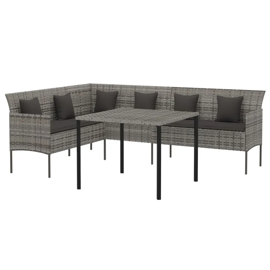 Ensemble à manger de jardin et coussins 2 pcs gris rotin - 3