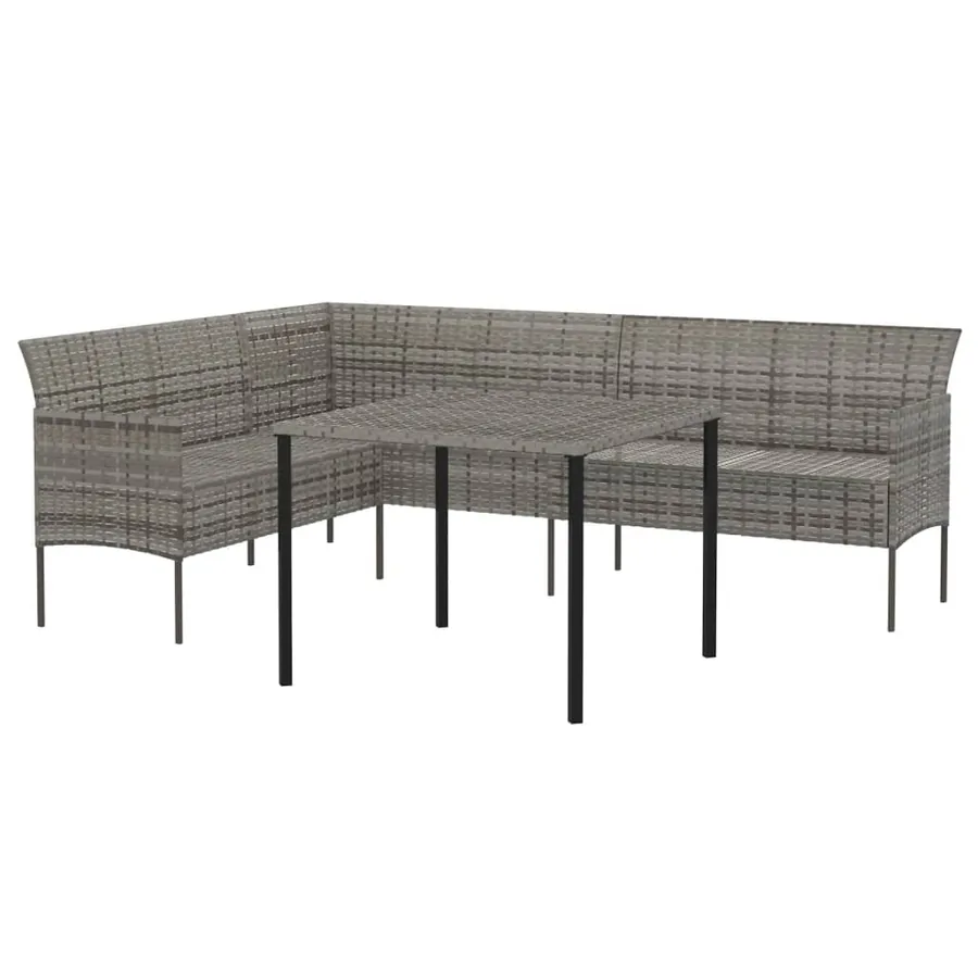 Ensemble à manger de jardin et coussins 2 pcs gris rotin - 4