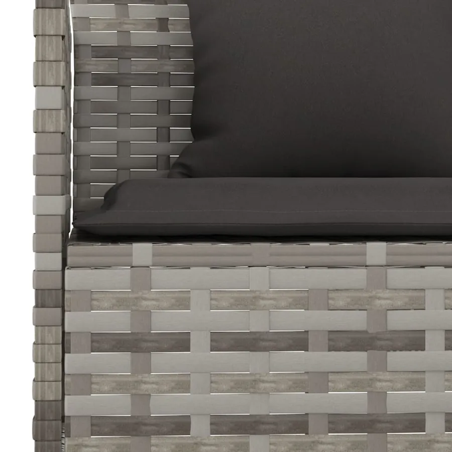 Ensemble à manger de jardin et coussins 2 pcs gris rotin - 6