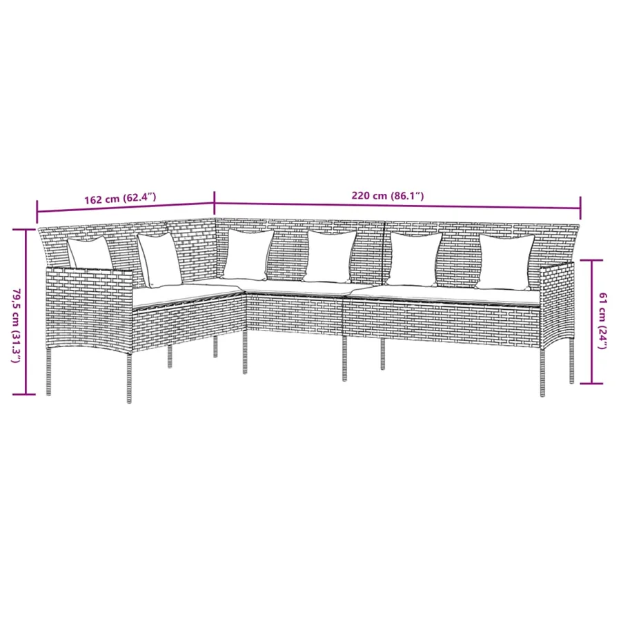 Ensemble à manger de jardin et coussins 2 pcs gris rotin - 8