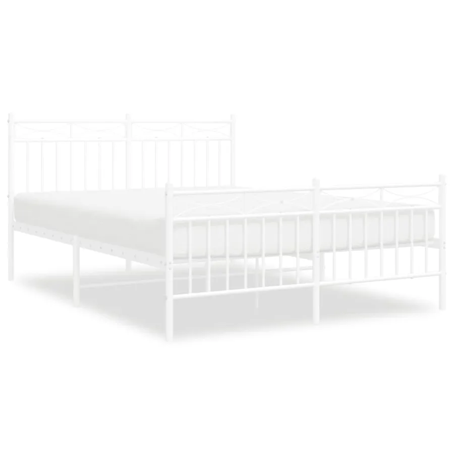 Cadre de lit métal sans matelas et pied de lit blanc 140x200 cm - 2