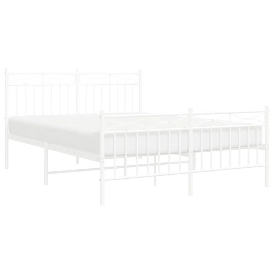 Cadre de lit métal sans matelas et pied de lit blanc 140x200 cm - 3