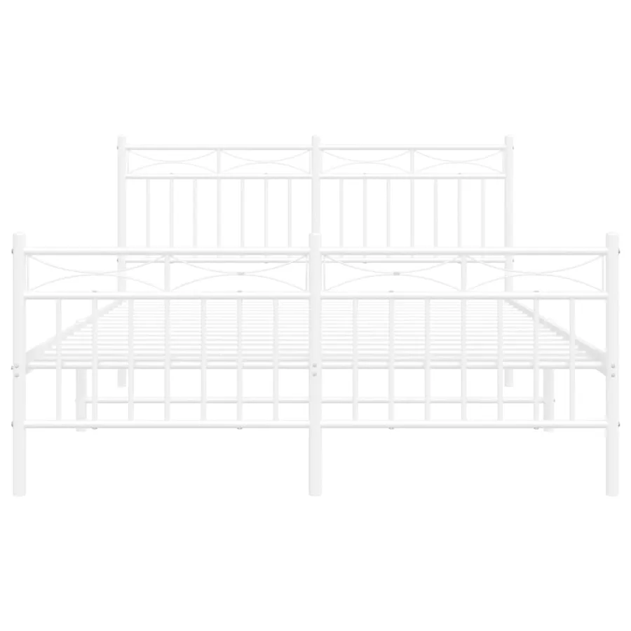 Cadre de lit métal sans matelas et pied de lit blanc 140x200 cm - 5
