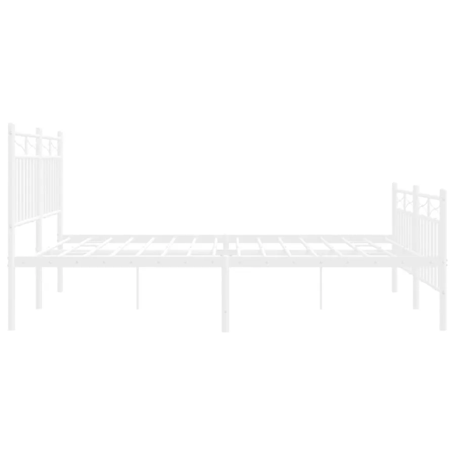 Cadre de lit métal sans matelas et pied de lit blanc 140x200 cm - 6