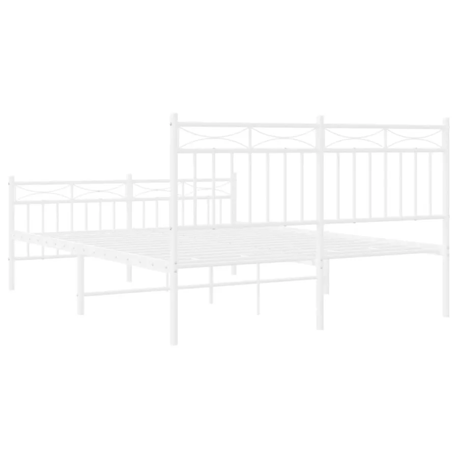 Cadre de lit métal sans matelas et pied de lit blanc 140x200 cm - 7