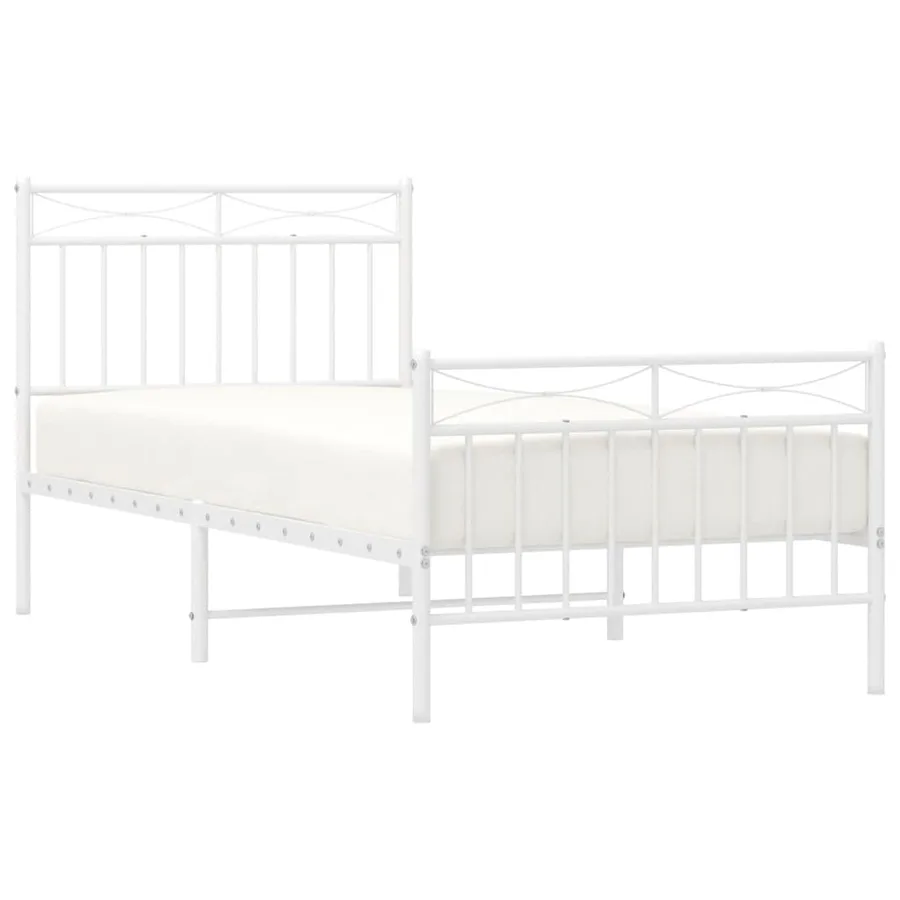 Cadre de lit métal sans matelas avec pied de lit blanc 90x190cm - 3