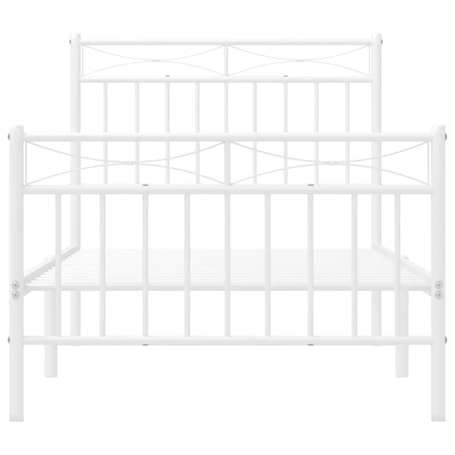 Cadre de lit métal sans matelas avec pied de lit blanc 90x190cm - 5