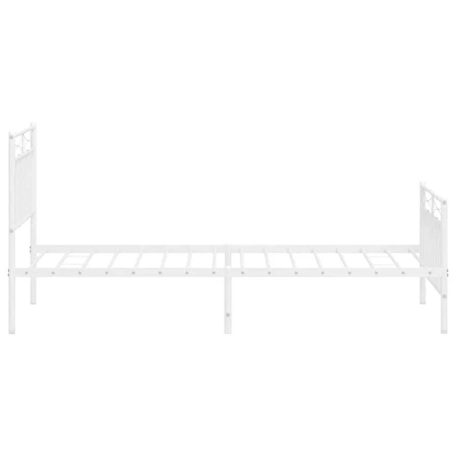 Cadre de lit métal sans matelas avec pied de lit blanc 90x190cm - 6