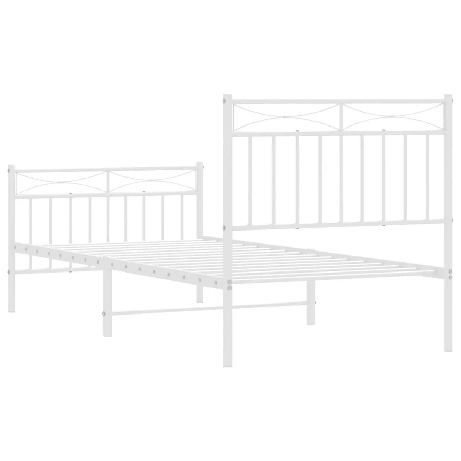 Cadre de lit métal sans matelas avec pied de lit blanc 90x190cm - 7