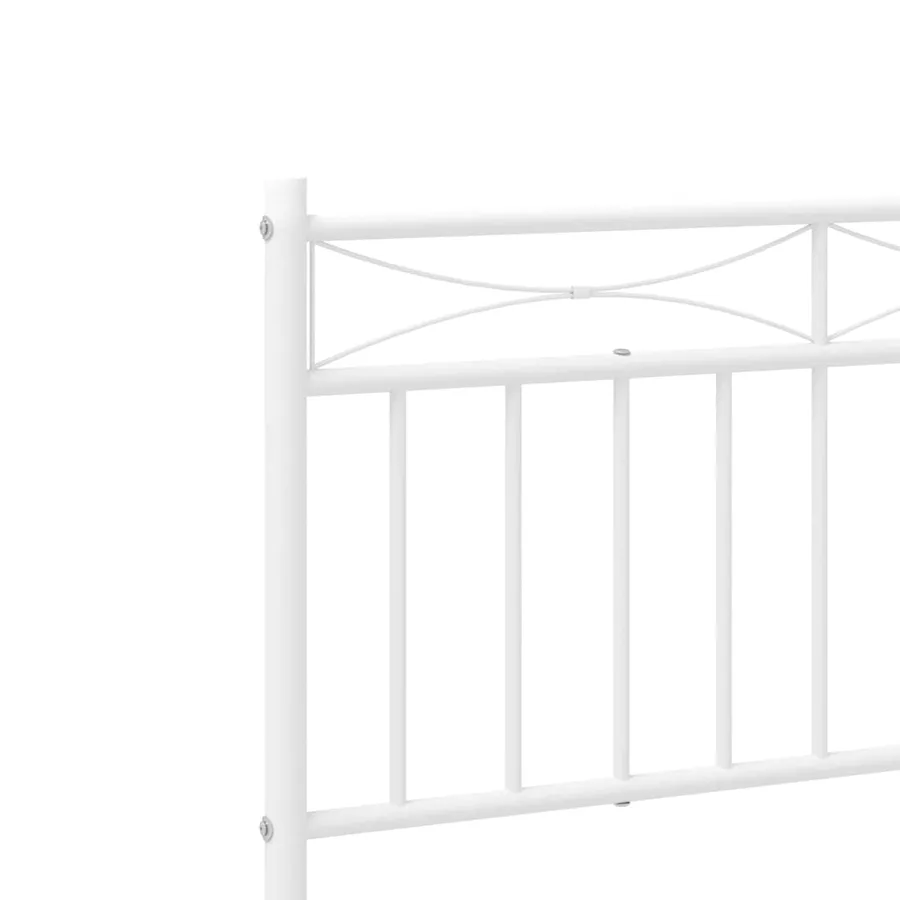 Cadre de lit métal sans matelas avec pied de lit blanc 90x190cm - 8