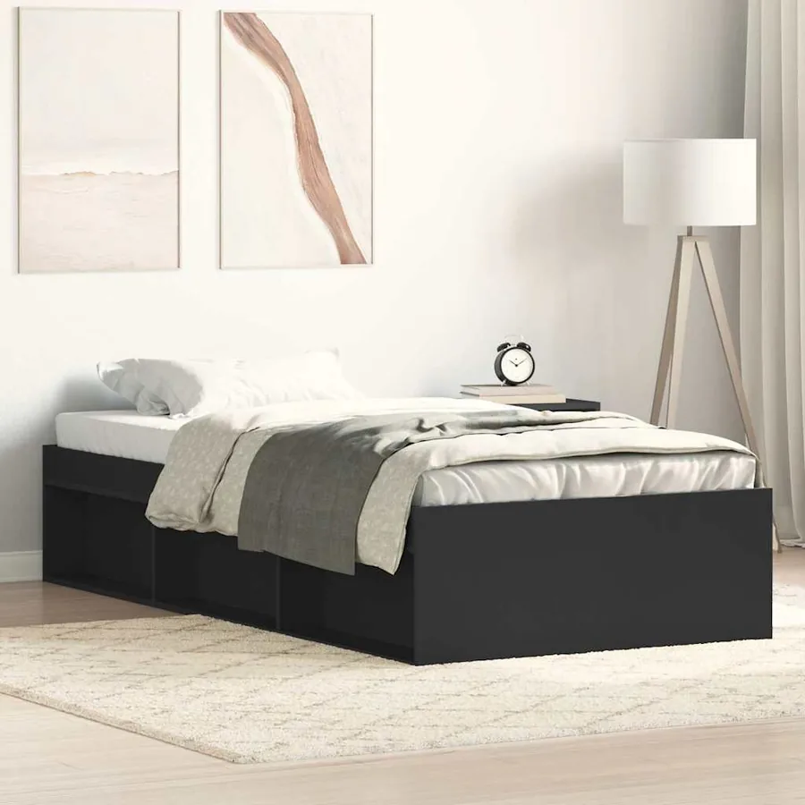 Cadre de lit sans matelas noir 90x190 cm
