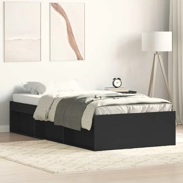 Cadre de lit sans matelas noir 90x190 cm