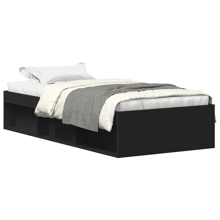 Cadre de lit sans matelas noir 90x190 cm - 2