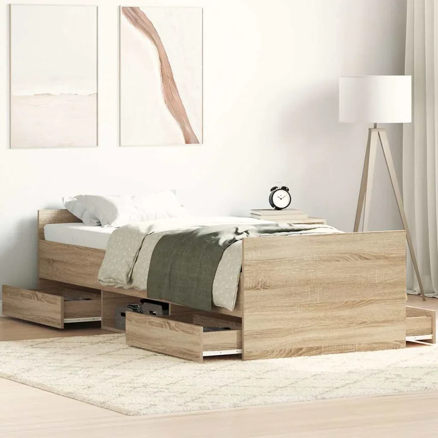 Cadre de lit sans matelas chêne sonoma 90x200 cm