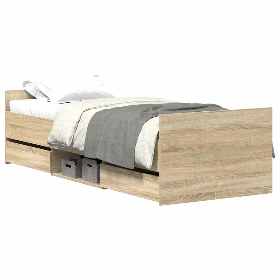 Cadre de lit sans matelas chêne sonoma 90x200 cm - 2