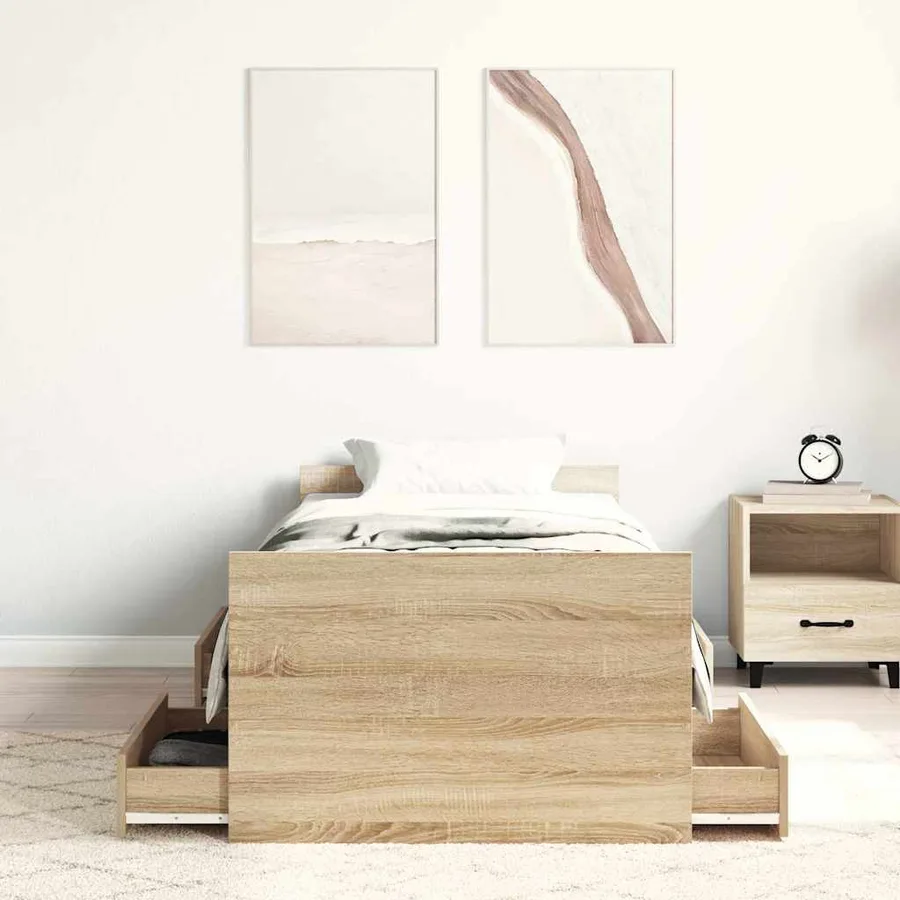 Cadre de lit sans matelas chêne sonoma 90x200 cm - 4