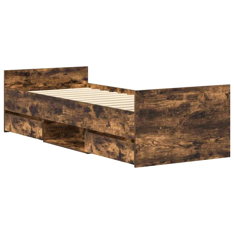 Cadre de lit sans matelas chêne fumé 90x200 cm - 3