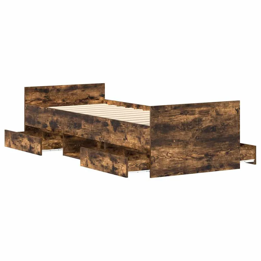 Cadre de lit sans matelas chêne fumé 90x200 cm - 5