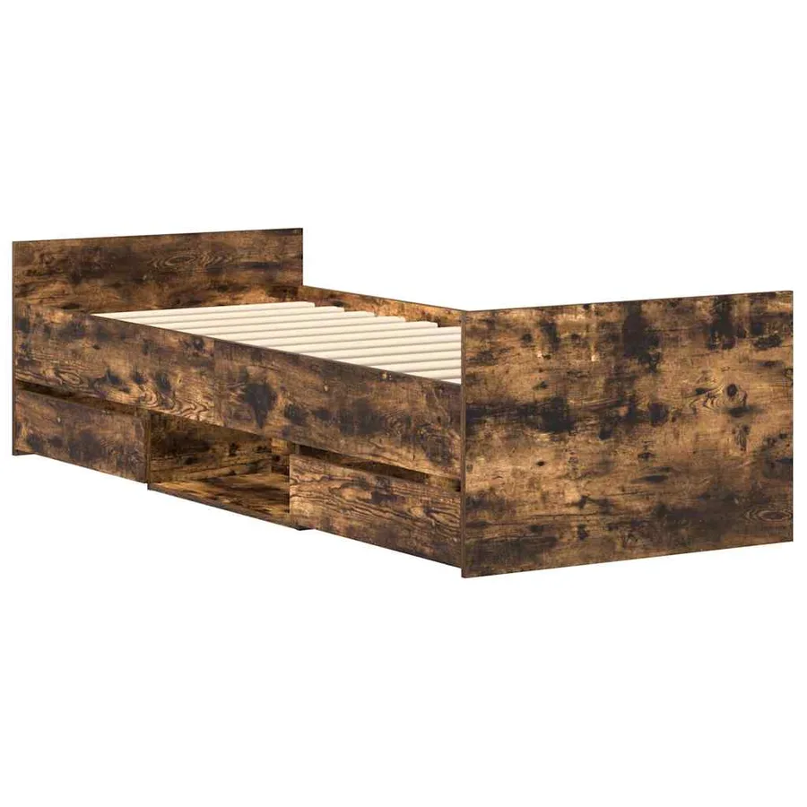 Cadre de lit sans matelas chêne fumé 90x200 cm - 8