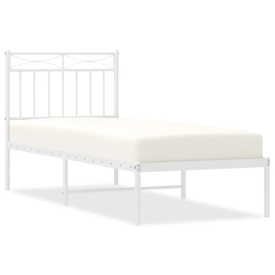 Cadre de lit métal sans matelas avec tête de lit blanc 80x200cm - 2